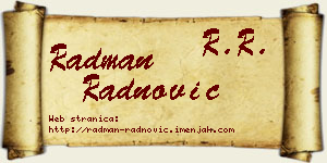 Radman Radnović vizit kartica